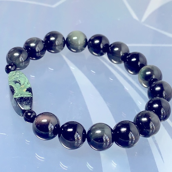 OBSIDIAN + KAMBABA NATURAL BRACELET size 7.5” - Picture 6 of 16